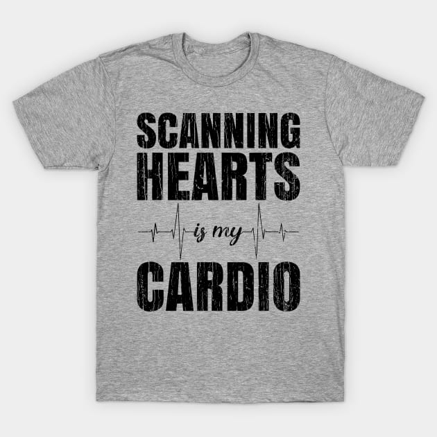 Scanning Hearts Is My Cardio // Black T-Shirt by Throbpeg